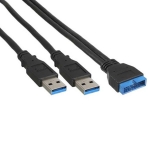 InLine USB3.0 AdapterKabel 2x St A -> Pfostenanschluss 0,3m